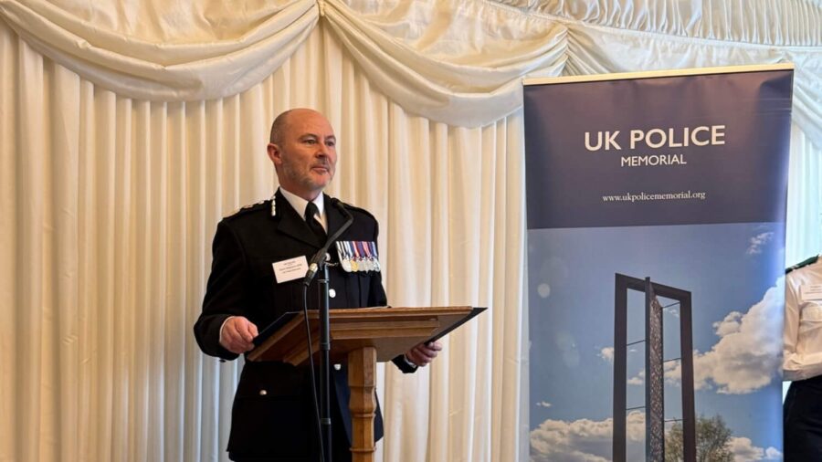 Chair of Trustees Gavin Stephens gives a speech