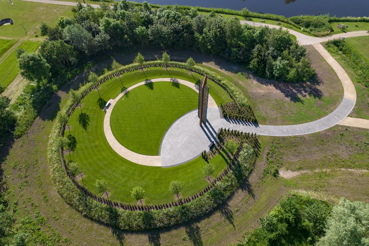 Drone shot from above the UK Police Memorial